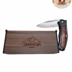 Wooden & Black Pocket Knife Gift Box